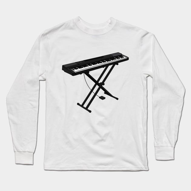 Keyboard piano cartoon illustration Long Sleeve T-Shirt by Miss Cartoon